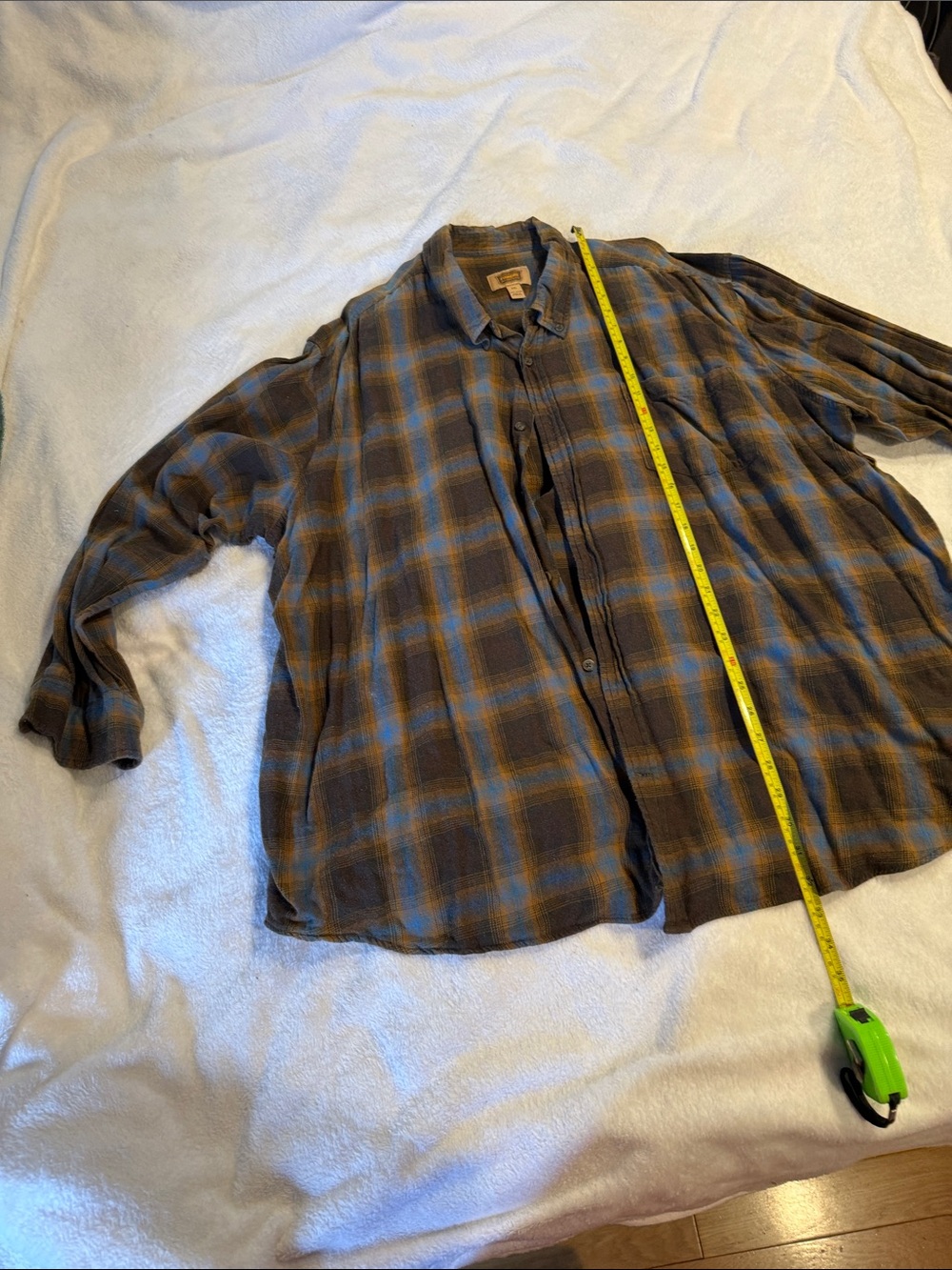 Men's Plaid Button-Up lightweight flannel in Brown & Blue